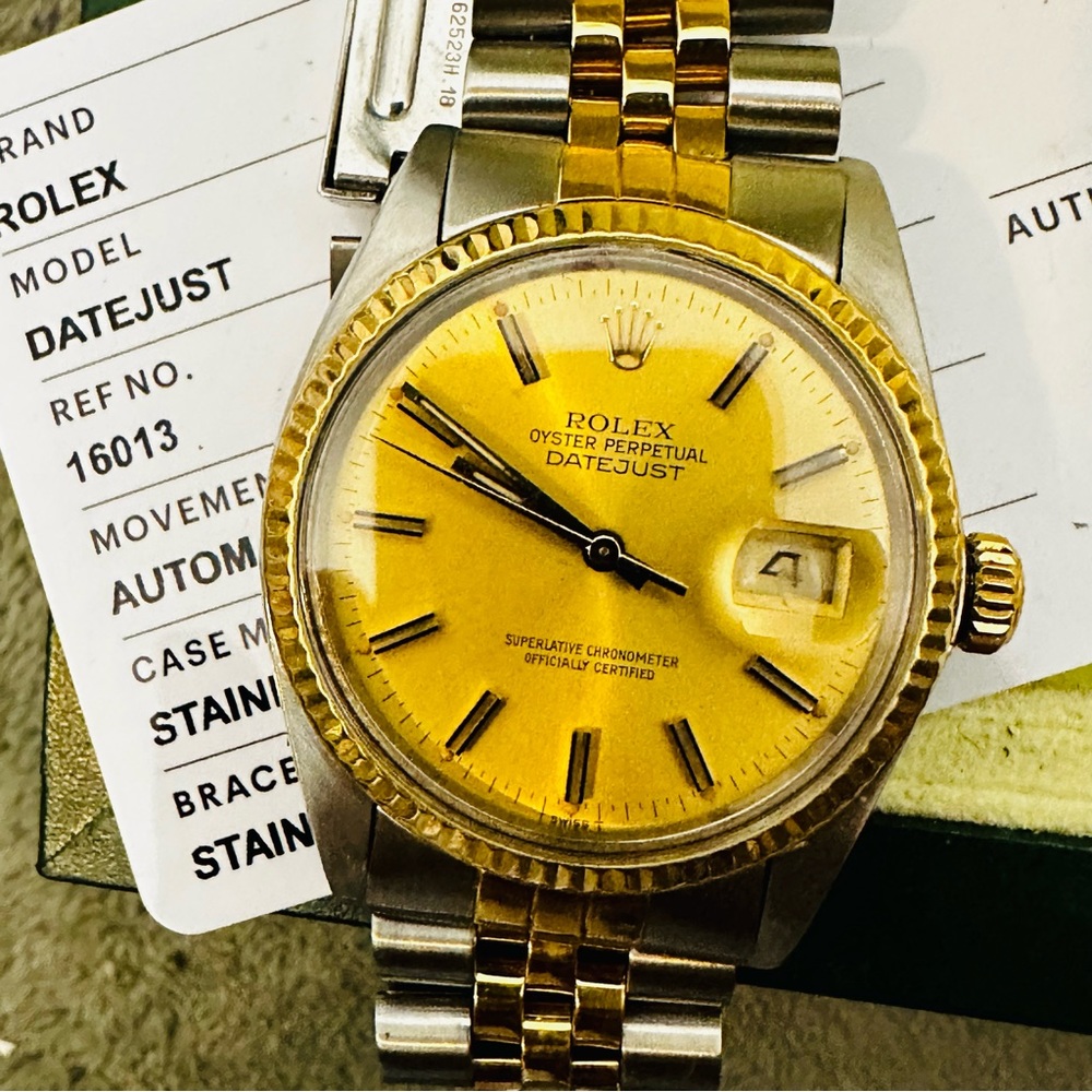 ROLEX OYSTER PERPETUAL DATEJUST 16013 WRISTWATCH 18K GOLD STAINLESS